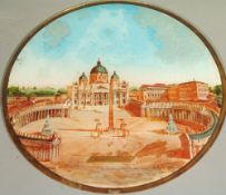 Petersdom in Rom, Hinterglasbild, 20. Jhd.  colorierter Umdruck hinter Glas, facettiert und mit Gold