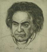 Götting, Wilhelm (1901 Menden-1976 Warendorf): Ludwig van Beethoven  Radierung, großformatiges