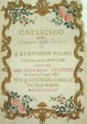 Dekoratives Buchfrontispitz 1784  Gouache und Aquarellfarben auf Bütten reich vergoldet. Titel "