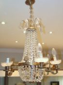 Kronleuchter im Empire-Stil, Frankreich um 1900  Körbchenlüster mit 3 Pärchen Leuchterarmen und