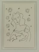 Matisse, Henri: Etude pour la vierge  et L`Enfant  Farblithographie auf Bütten, 9,8 x 14,5 cm