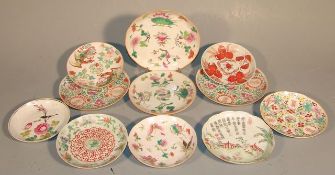 12 Teller China Tao-Kuang  Porzellan mit Aufglasurmalerei in Famille Verte, div. Dekore,