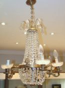 Kronleuchter im Empire-Stil, Frankreich um 1900Körbchenlüster mit 3 Pärchen Leuchterarmen und