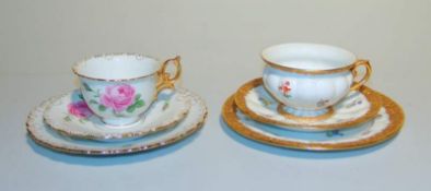 Staatlich Meissen (Unterglasurblaue Schwertermarke Pfeiferzeit  1924-36): 2  Kaffee-Gedecke, X-