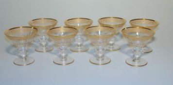 Theresienthal, Glasmanufaktur: Satz von 8 Gläsern mit GolddekorKristallglas mit Schäl- und