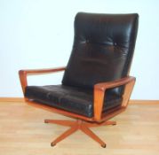 Lounge chair "Danish Design" Teak 60-70er Jahre originaldrehbarer Kreuzfuß, schwarzer