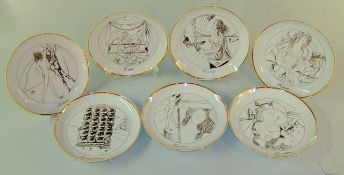 Bidasoa, Porzellanmanufaktur (Spanien): Folge von 7 Künstlertellern,"Die 7 Künste", nach