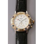 Damenarmbandchronograph "Chopard Mille Miglia".750/000 GG und Edelstahl. Lunette besetzt mit 16