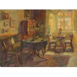 Possin, Rudolf (1861 Magdeburg - Berlin 1922)Blick in ein Biedermeier-Zimmer. Öl/Karton (