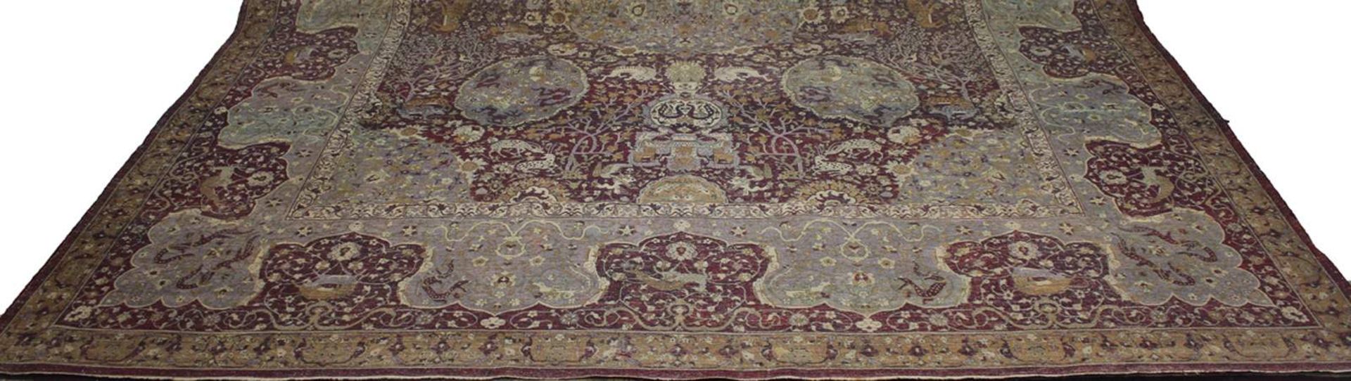 Kerman (19. Jh.), nach den Sanguszko-Teppichen, Korkwolle, ca. 386x 311 cm.EHZ altersbedingt 4. - Bild 7 aus 7