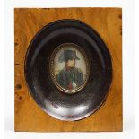 Miniaturist (um 1900).Napoleon Bonaparte. Gouache/Platte, 4,5x 3,5 cm. Im Biedermeier-Rahmen, 19.