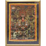 Thangka des Buddha Shakyamuni.Temperafarben auf Baumwolltextil. Polychrom gemalte Darstellung des