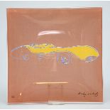 Warhol, Andy (1928 Pittsburgh- New York 1987)Künstlerschale "Mercedes Silver Arrow" in Rot-Braun.