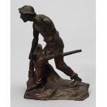 Kowalczewski, Paul Ludwig (1865 Gnesen - Berlin 1910)Bergarbeiter. Bronze mit gold-brauner Patina (