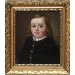 Biedermeier-Maler (19. Jh.)Mädchenportrait. Öl/Lwd. (rest., min. Farbfehlstellen). Ca. 30,5x 26,5