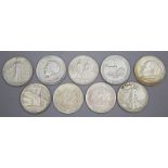 Sammlung von neun Half-Dollar-Gedenkmünzen, USA.Silber. 1935, sechs verschiedene Ausgaben 1936, 1943