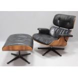Eames, Charles & Ray"Sessel Nr. 670" und "Ottoman Nr. 671". Geformtes Schichtholz,
