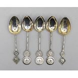 Sechs und Paar Teelöffel, China.Silber, zus. 88 g. Bambusgriffe mit Miniatur-Cashcoins. Mz.