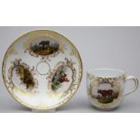 Tasse mit Untertasse, Meissen.Becherform, mit verschlungenem Asthenkel. Tasse schau- und