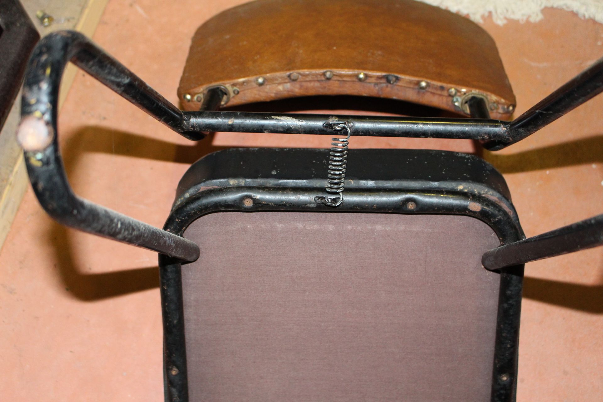 Set of two leather vintage dinning chairs            H:80CM W42CM D51CM (2more in lot 116) - Image 2 of 2