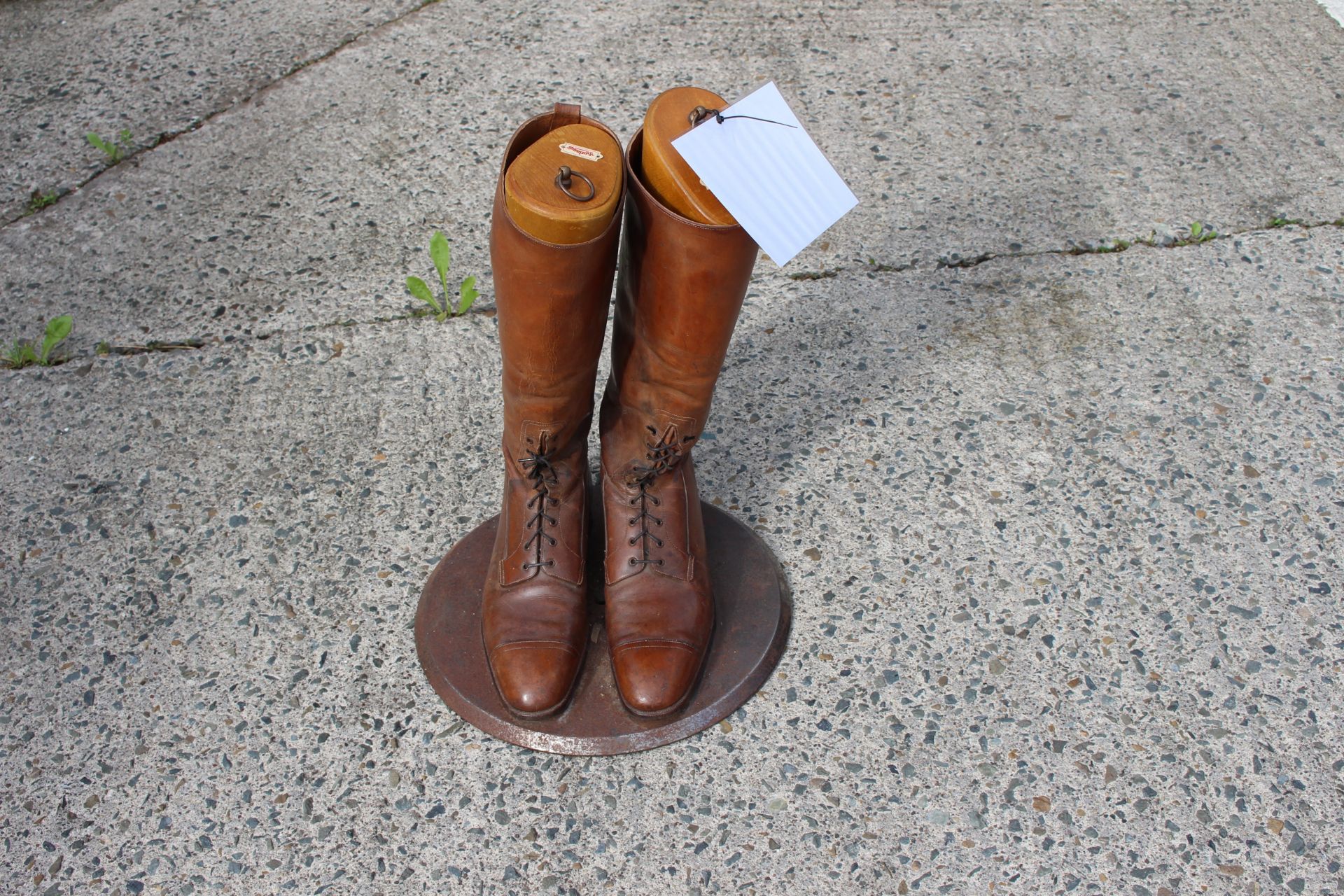 leather tan shop desplay boots on stainless steel stand with Morland's woods  H:51CM - Image 4 of 4