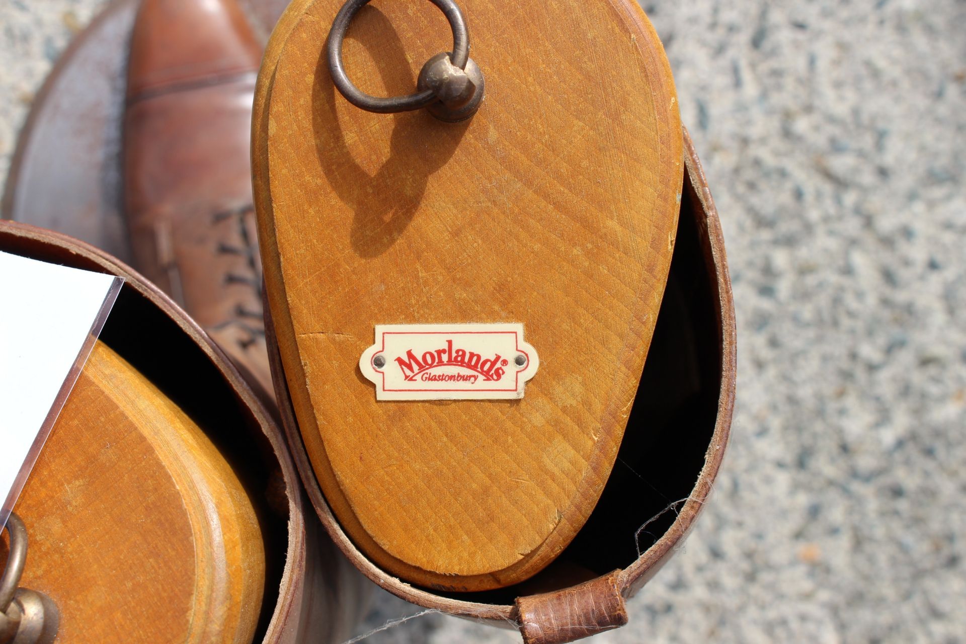 leather tan shop desplay boots on stainless steel stand with Morland's woods  H:51CM - Image 2 of 4