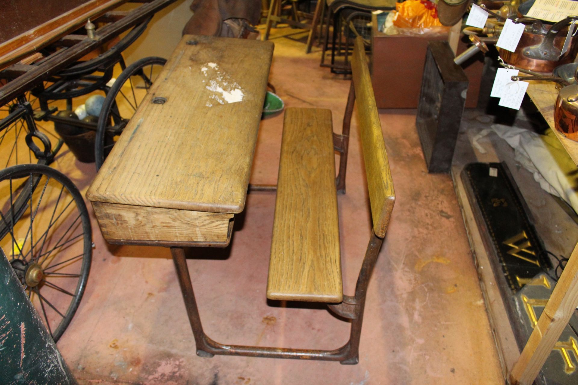 Vintage two seater School Desk, 1940s - Image 2 of 3