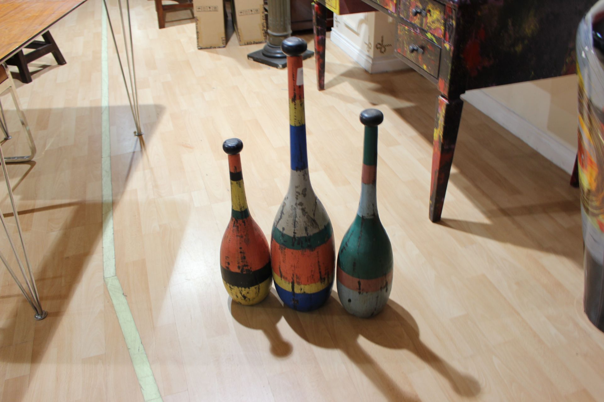 hand painted three bowling pin door stop H:76CM