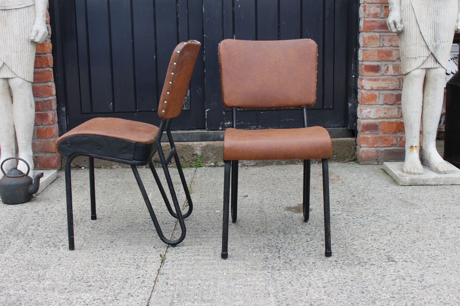 Set of two leather vintage dinning chairs            H:80CM W42CM D51CM (2more in lot 116)