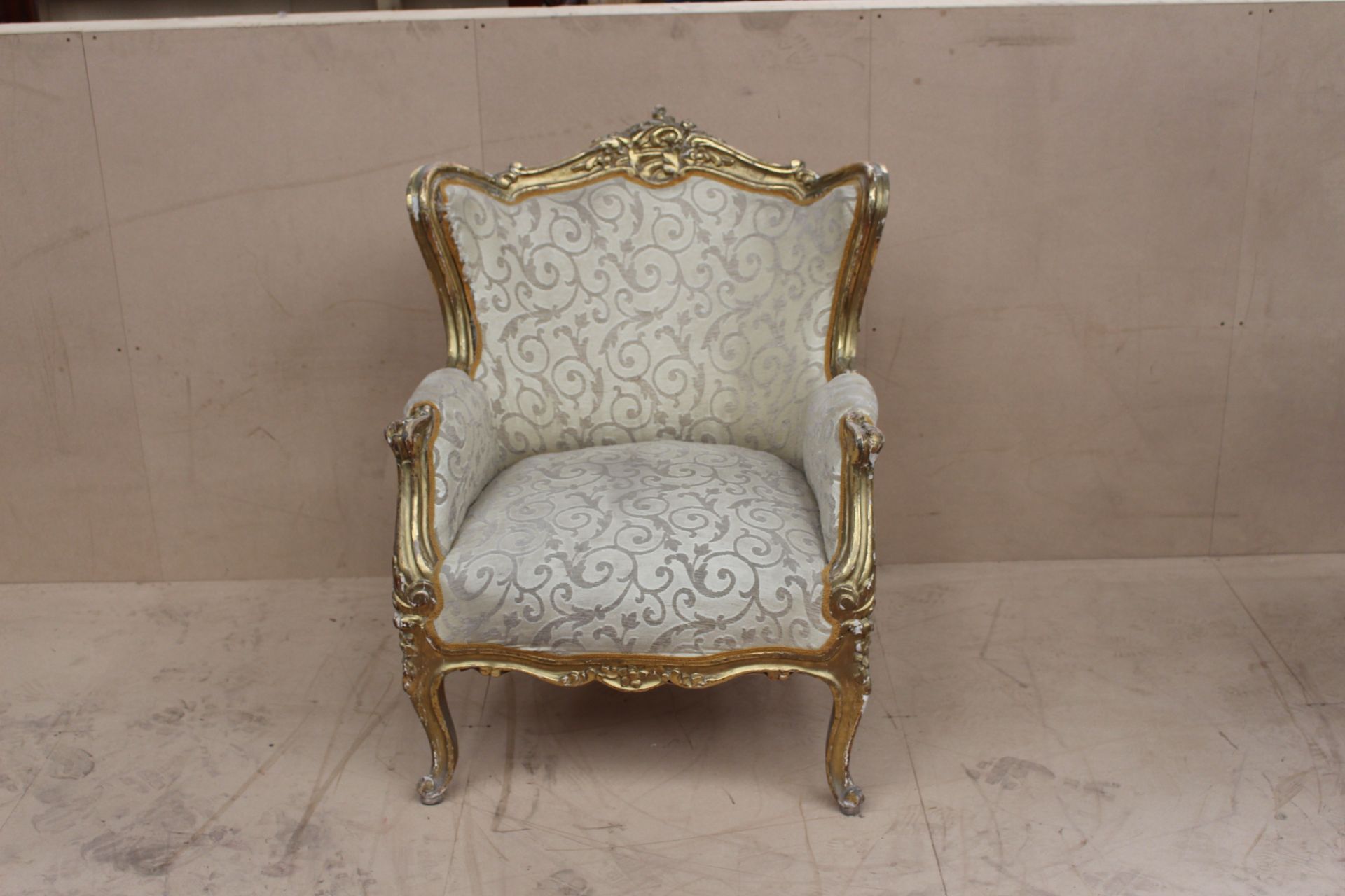 French ivory and gold thrown chair        H:125CM W:75 D:65CM - Image 2 of 2