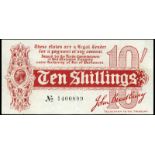 BRITISH BANKNOTES, Treasury, J. Bradbury, Ten Shillings, August 1914, A/9 400899 (Dugg. T9). Lightly