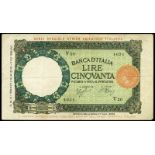WORLD BANKNOTES, Italian East Africa, Banca d’Italia, Fifty Lire, 1939, V50 4631, Azzolini-Urbini