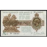 BRITISH BANKNOTES, Treasury, N.F. Warren Fisher, One Pound, 1923-7, X/26 210767 (Dugg. T24). Good