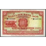 WORLD BANKNOTES, South West Africa, Barclays Bank D.C.O., Ten Shillings, 1 September 1956, BB 530708