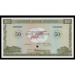 BRITISH BANKNOTES, Ulster Bank Ltd: Northern Ireland, Fifty Pounds, 1 October 1982, E 000000,