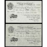 BRITISH BANKNOTES, Bank of England, K.O. Peppiatt, Five Pounds (2), 4 October 1944, E28 072534, 28