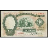 BRITISH BANKNOTES, The National Bank Ltd: Northern Ireland, Ten Pounds, 1 August 1942, A 19953,