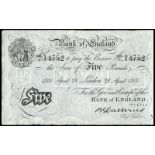 BRITISH BANKNOTES, Bank of England, B.G. Catterns, Five Pounds, 28 April 1931, 082/J 14752 (Dugg.