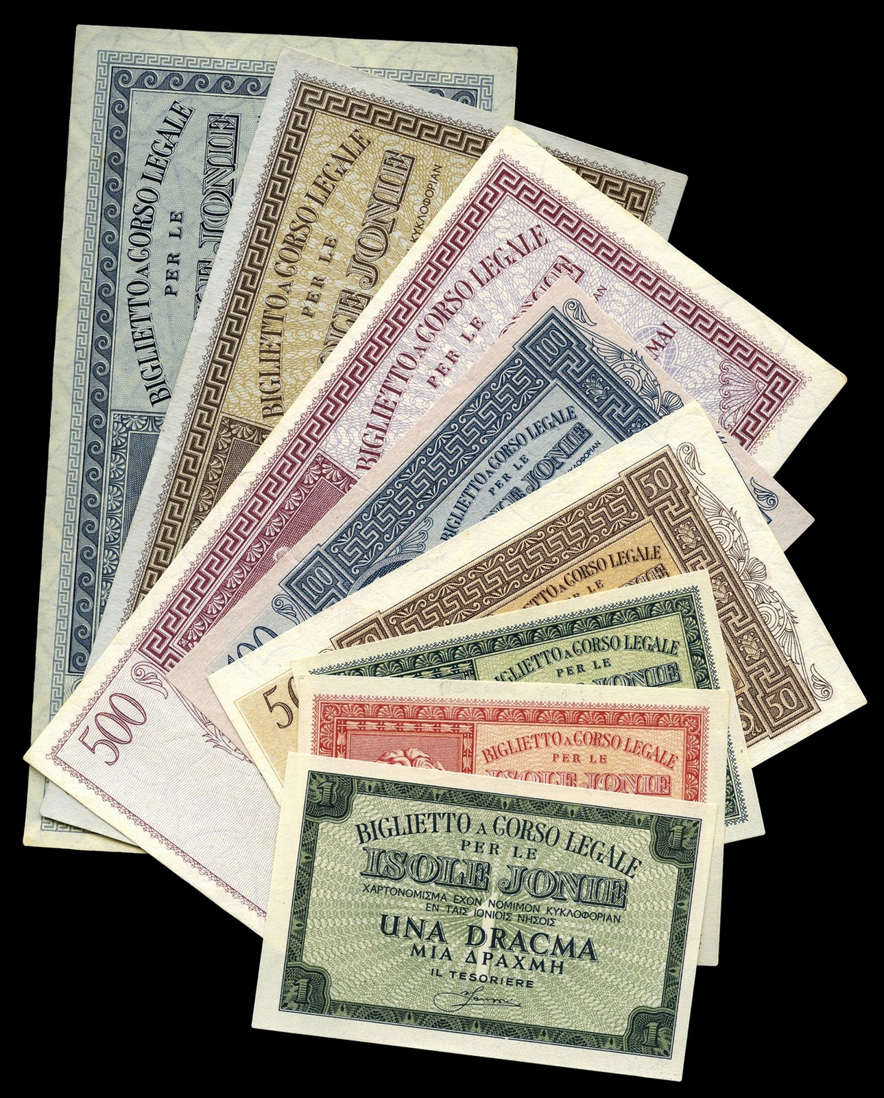 WORLD BANKNOTES, Greece, Ionian Islands, Biglietto a Corso Legale per le Isole Ionie, 1941, One,