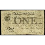 BRITISH BANKNOTES, Provincial, HAMPSHIRE, Andover, Andover Old Bank, One Pound, 13 September 1825,