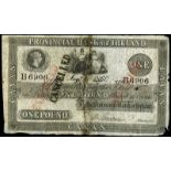 BRITISH BANKNOTES, Provincial Bank of Ireland, One Pound, 1 August 1860, B 6906, Cavan, stamped