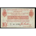 BRITISH BANKNOTES, Treasury, J. Bradbury, Ten Shillings, 1914-16, C1/1 00768 (Dugg. T12-2). Pressed,