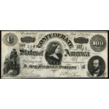 WORLD BANKNOTES, United States of America, Confederate States, One Hundred Dollars, 17 February