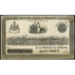 BRITISH BANKNOTES, The National Bank of Ireland, Thirty Shillings, Wexford, uniface proof on card,