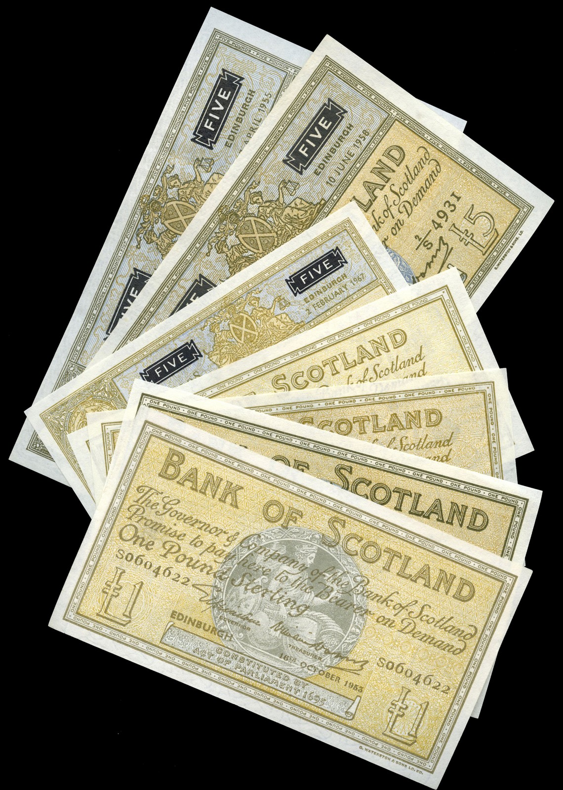 BRITISH BANKNOTES, Lots, Bank of Scotland, One Pound (4), 16 October 1953, 1 October 1957, 16