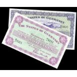 BRITISH BANKNOTES, Guernsey, States, Ten Shillings, 23/J 0211, One Pound, 48/E 3537, both 1 July