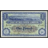 BRITISH BANKNOTES, Isle of Man, Isle of Man Bank Ltd, One Pound, 1 December 1953, Z/3 3459, Kelly-