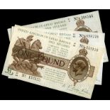 BRITISH BANKNOTES, Treasury, N.F. Warren Fisher, One Pound (3), all 1923-7, B1/44, D1/49 and E1/17