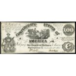 WORLD BANKNOTES, United States of America, Confederate States, One Hundred Dollars, 2 September