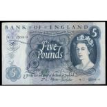 BRITISH BANKNOTES, Bank of England, J.S. Fforde, Five Pounds, 1967-70, M17 255814 replacement (Dugg.